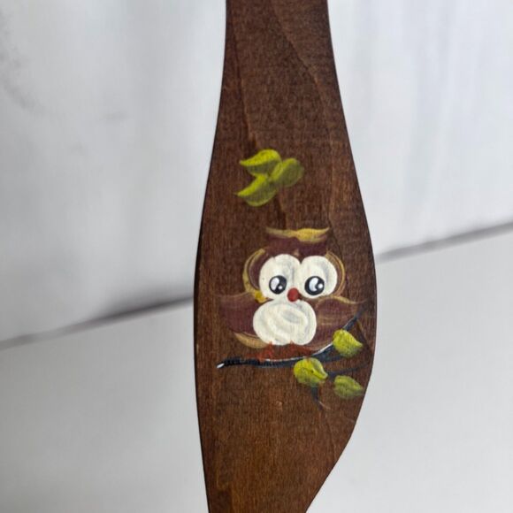 Oven Rack Puller Wooden Hand Painted Owl Darst Design 11" - Picture 4 of 8